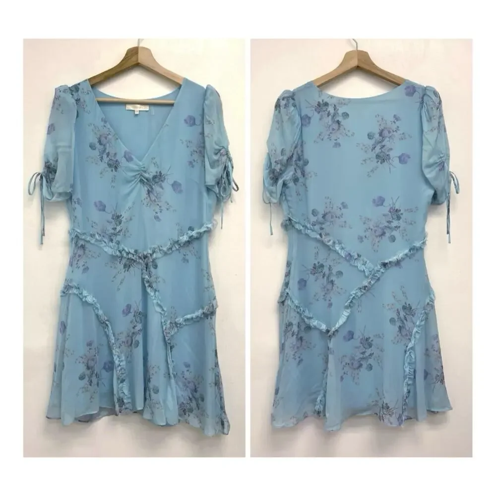 LoveShackFancy Posh Mini Dress Floral Print Cottagecore Romantic Ruffle - Size 8 - Picture 2 of 14
